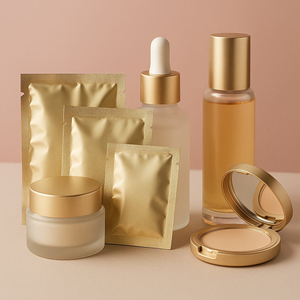 Cosmetics sachets and closures